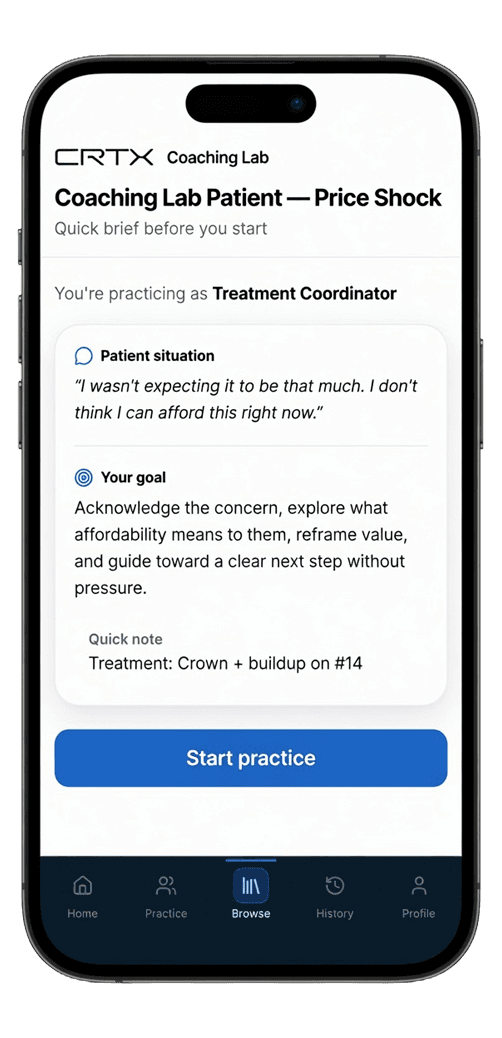 Preview a practice scenario before starting